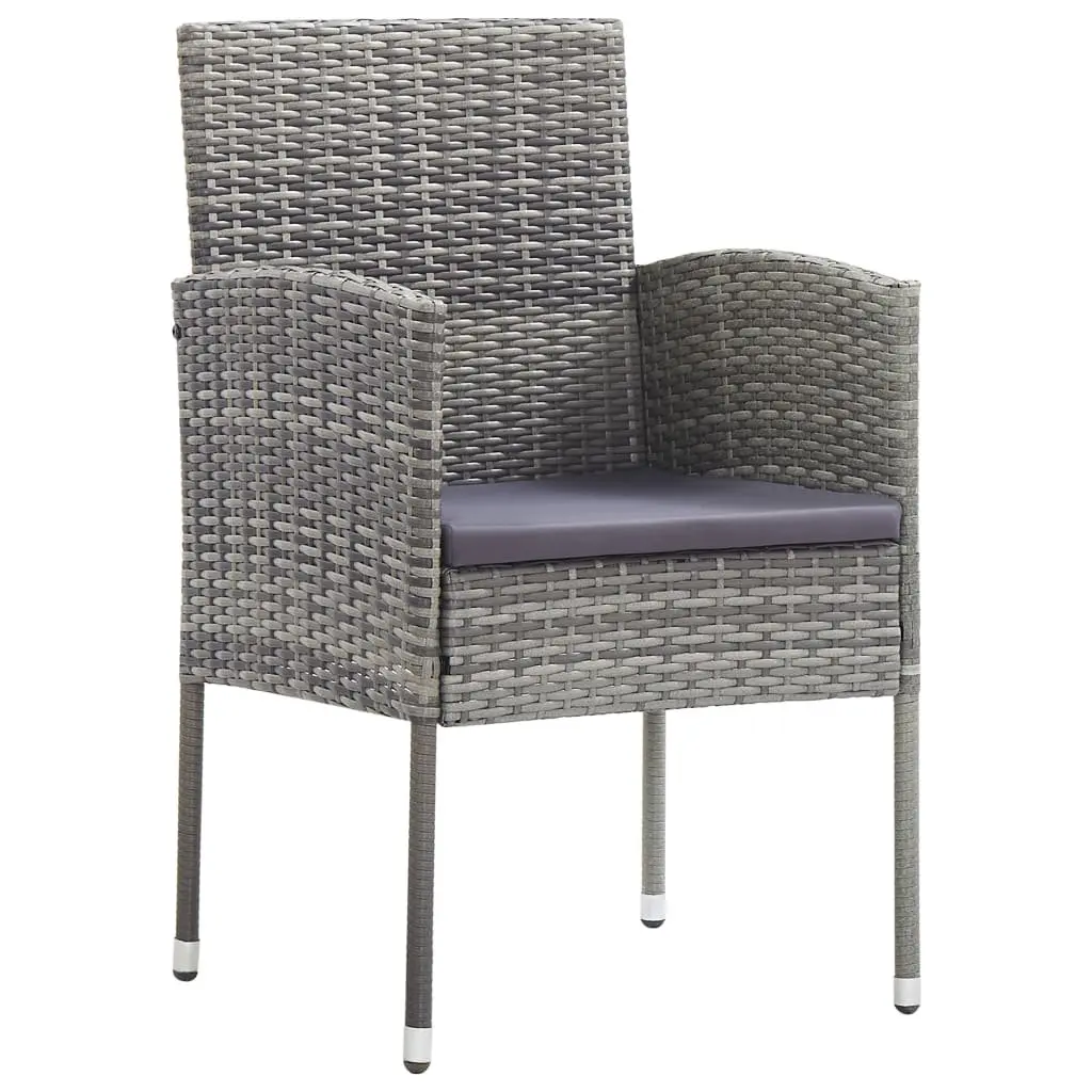 Outdoor Garden Chairs Set of 4 Grey Poly Rattan with Cushions Patio Seating