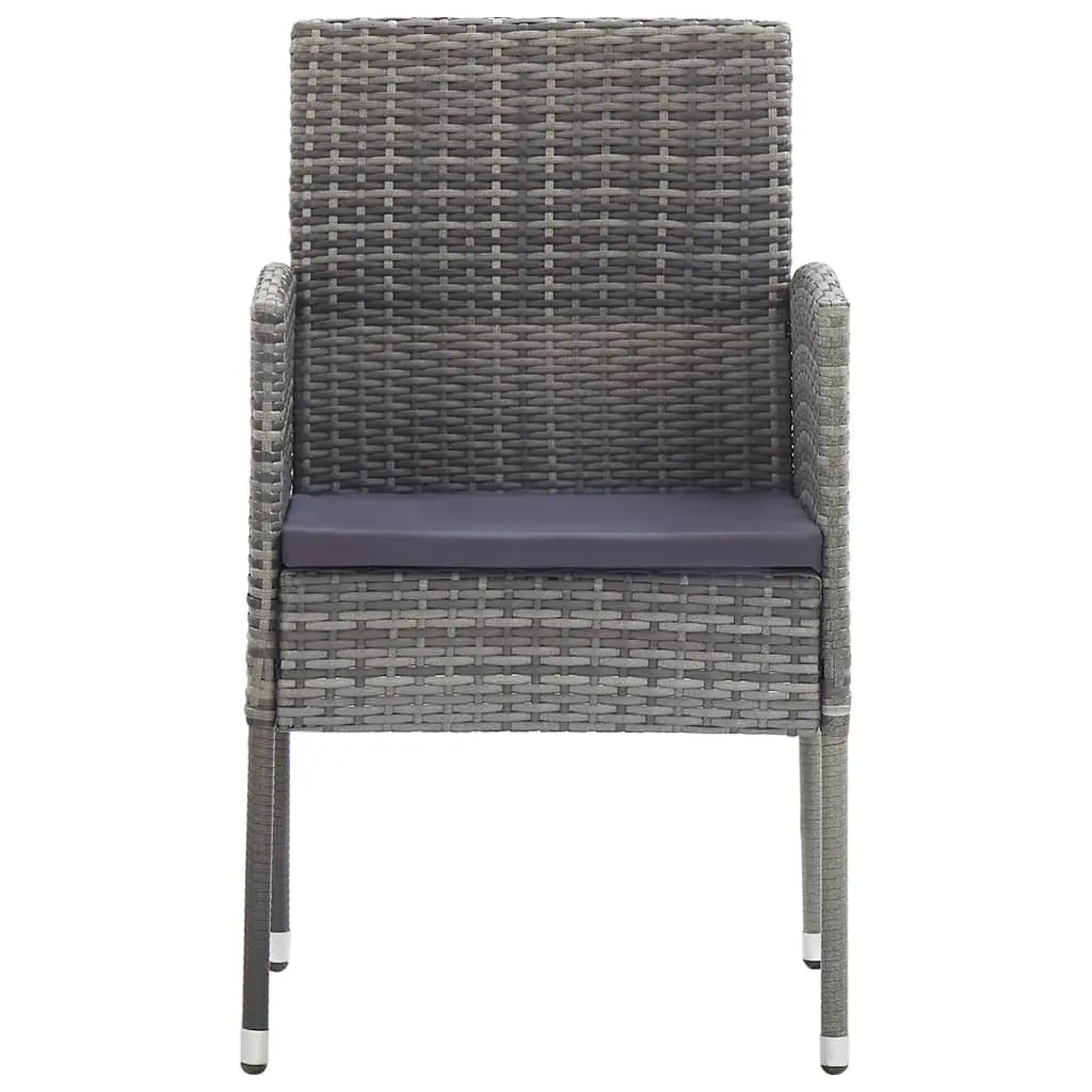 Outdoor Garden Chairs Set of 4 Grey Poly Rattan with Cushions Patio Seating