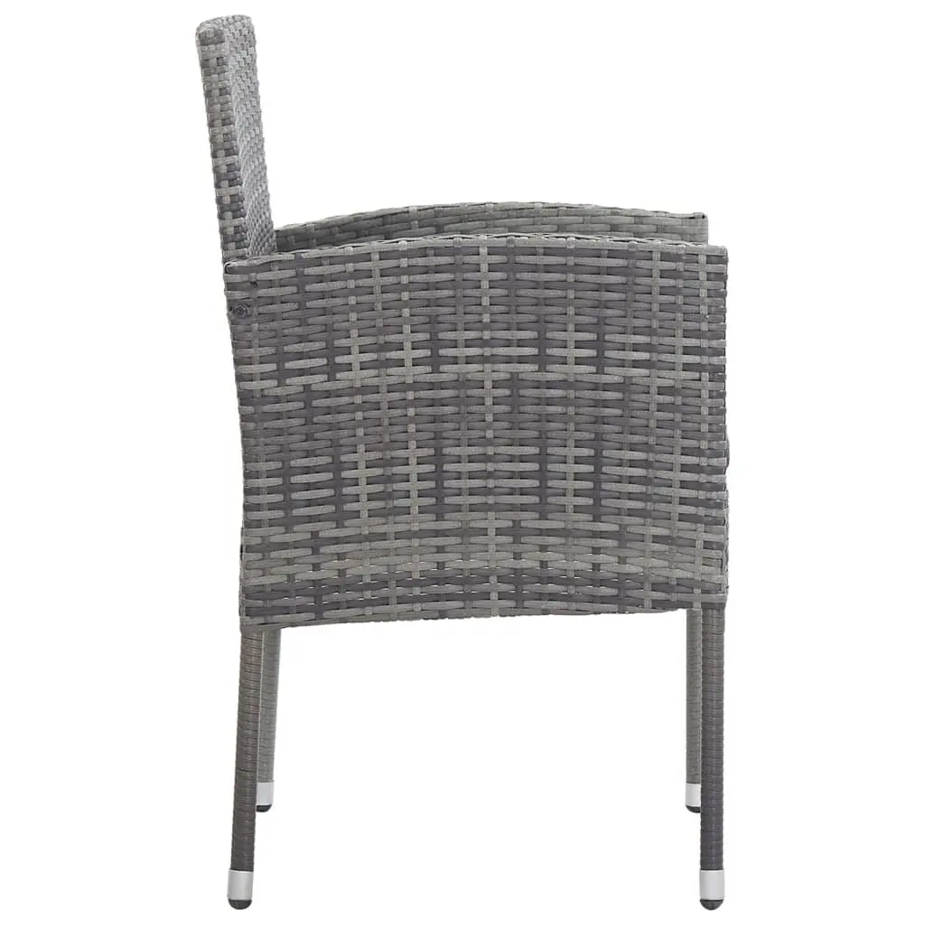 Outdoor Garden Chairs Set of 4 Grey Poly Rattan with Cushions Patio Seating