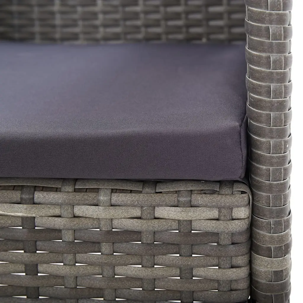 Outdoor Garden Chairs Set of 4 Grey Poly Rattan with Cushions Patio Seating