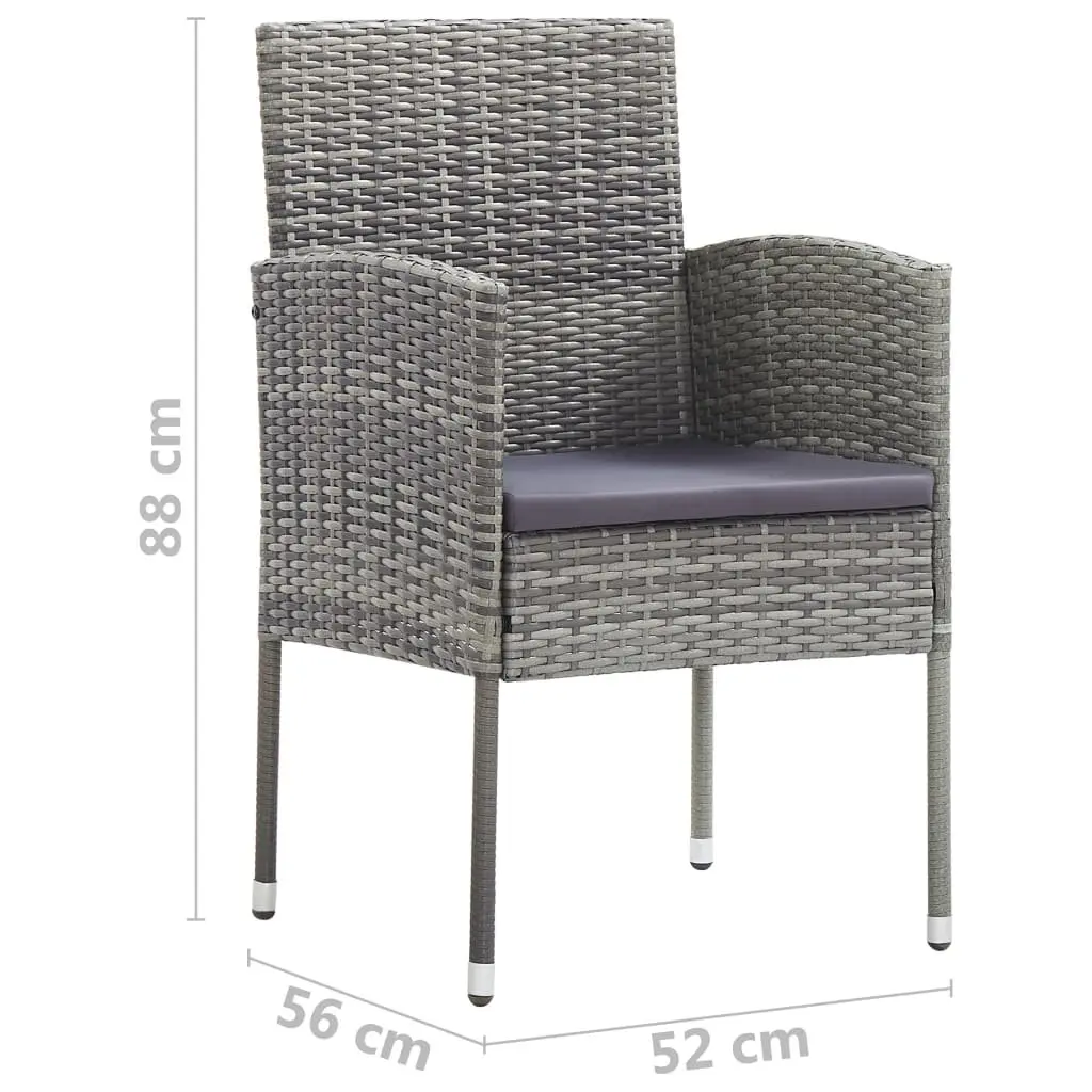 Outdoor Garden Chairs Set of 4 Grey Poly Rattan with Cushions Patio Seating