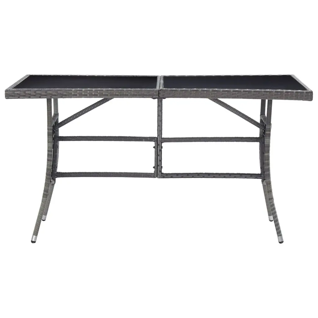 Garden Table Outdoor Patio 140x80x74cm Grey Poly Rattan Glass Top