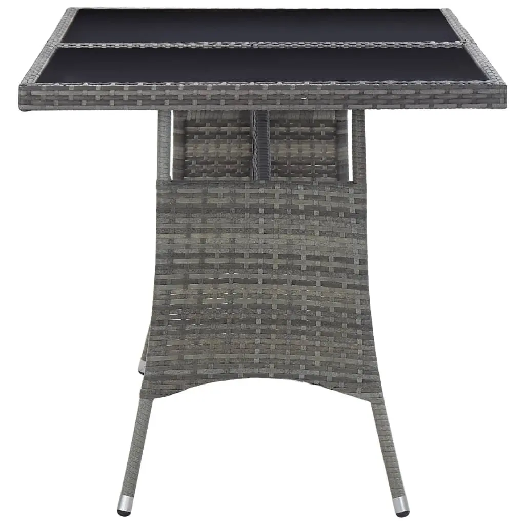 Garden Table Outdoor Patio 140x80x74cm Grey Poly Rattan Glass Top