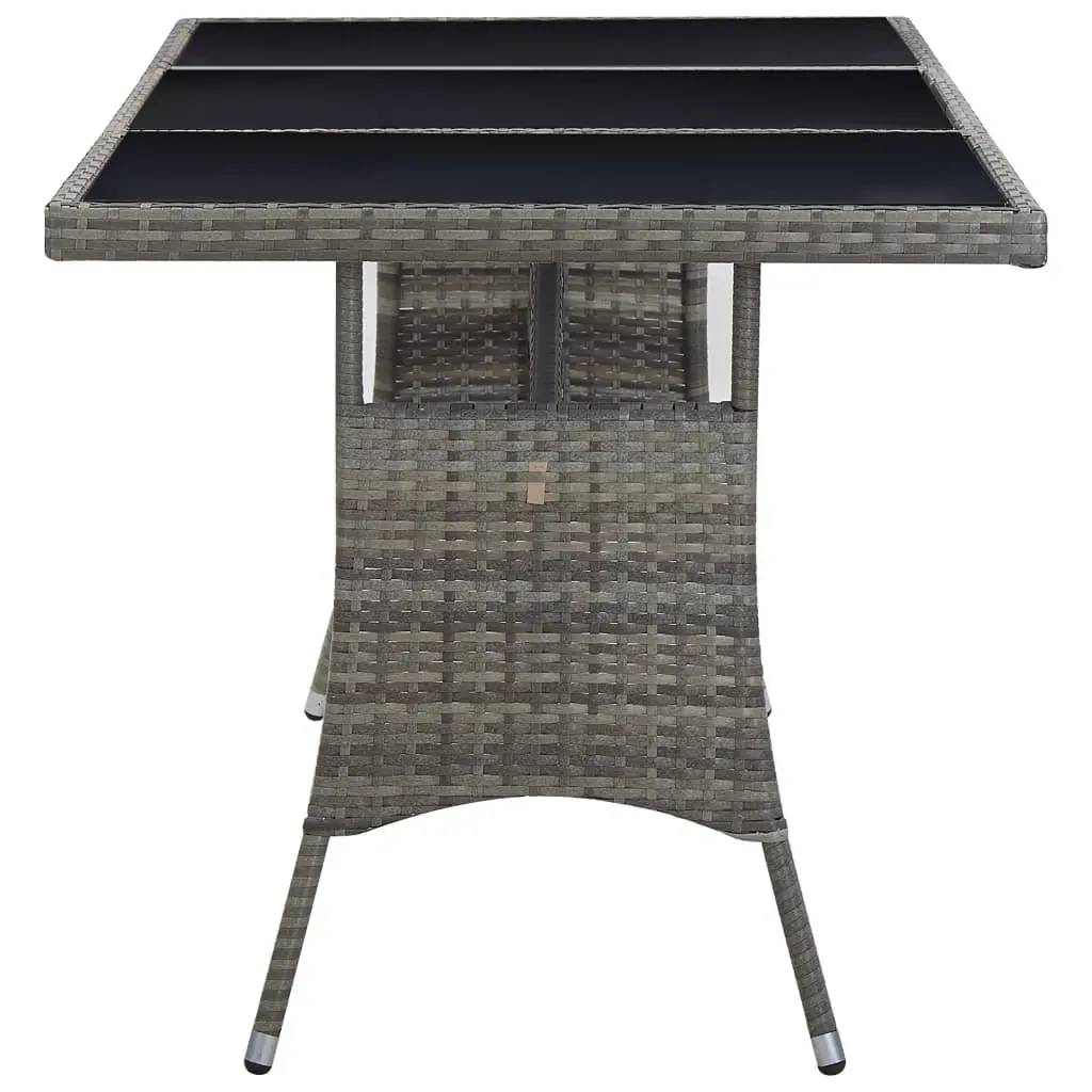 Garden Table Outdoor Patio Furniture Grey Poly Rattan Glass Top 170x80x74cm
