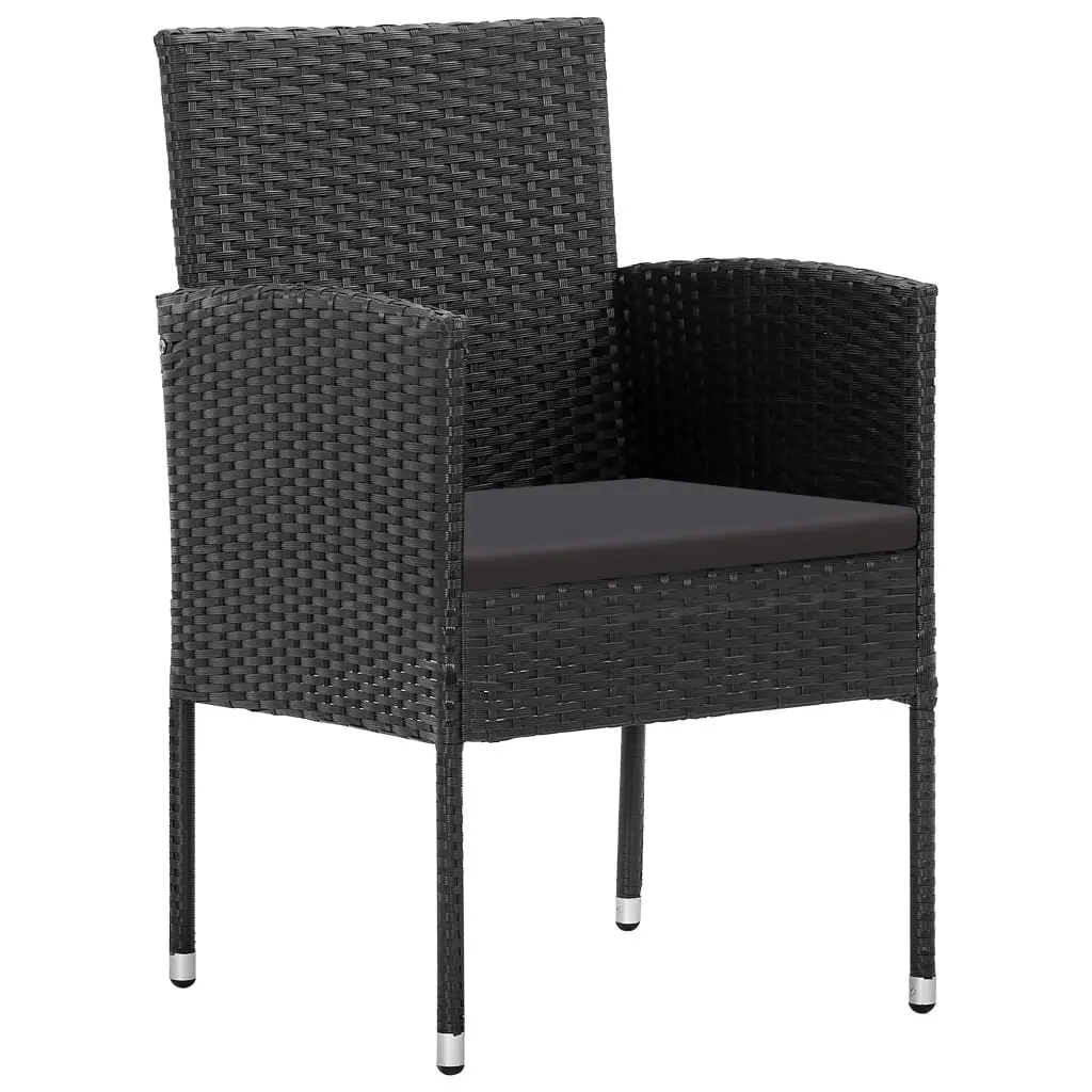 Black Poly Rattan Garden Chairs Set