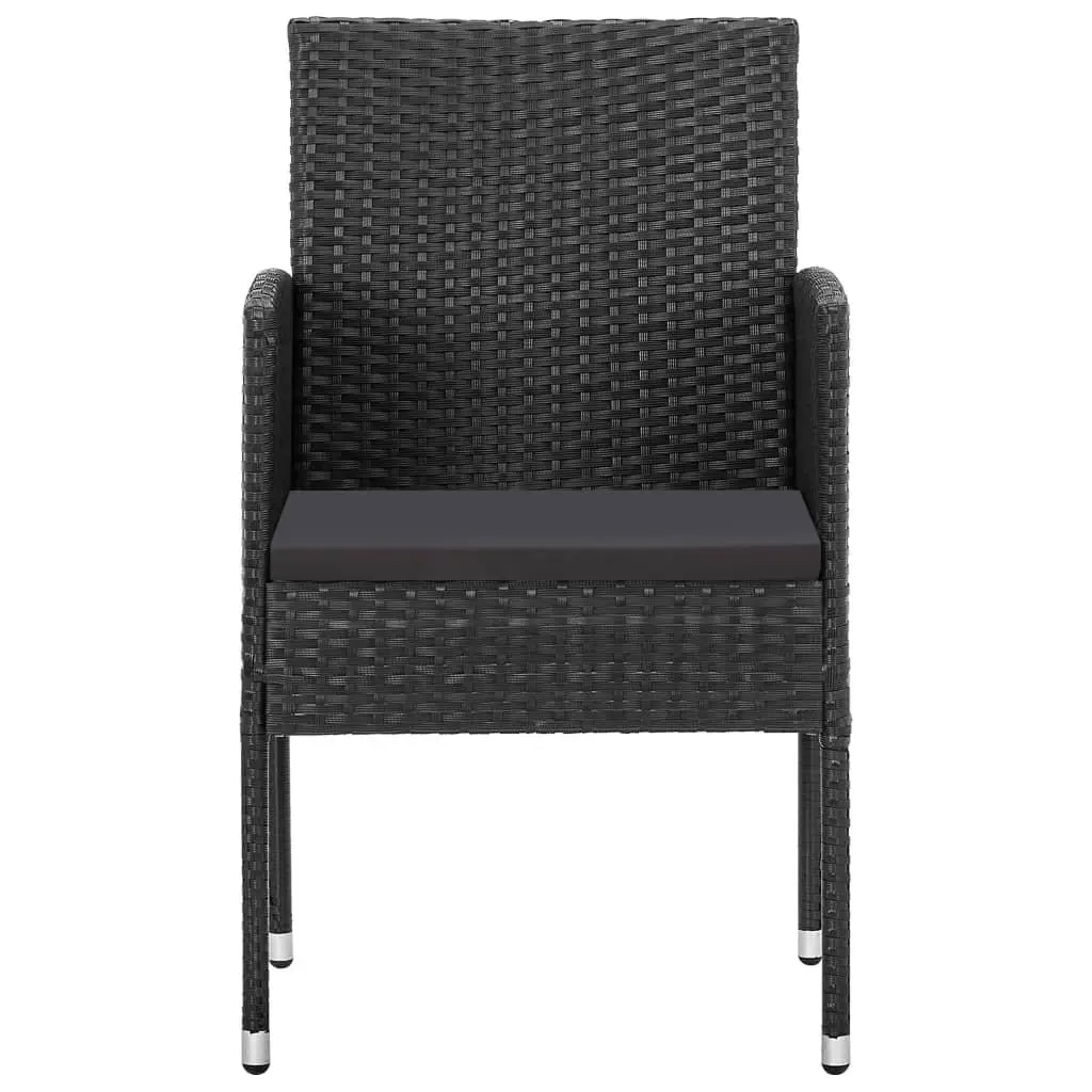 Black Poly Rattan Garden Chairs Set