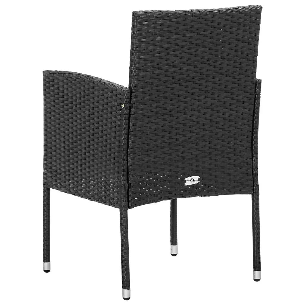 Black Poly Rattan Garden Chairs Set
