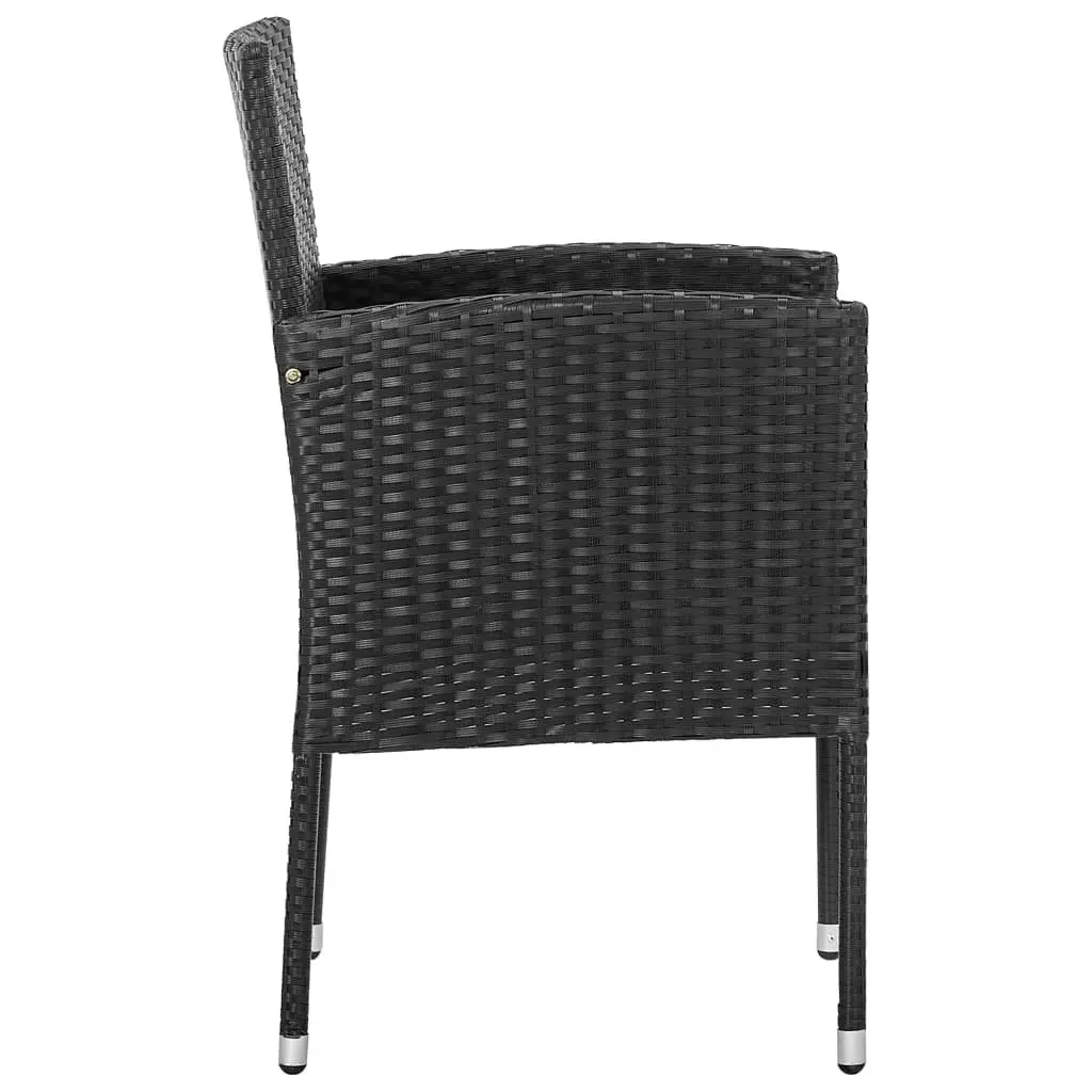 Black Poly Rattan Garden Chairs Set