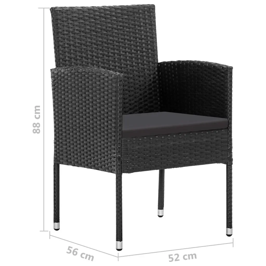 Black Poly Rattan Garden Chairs Set