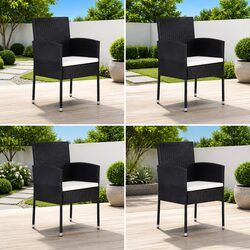Specifications of 4-Piece Black Poly Rattan Outdoor Chairs