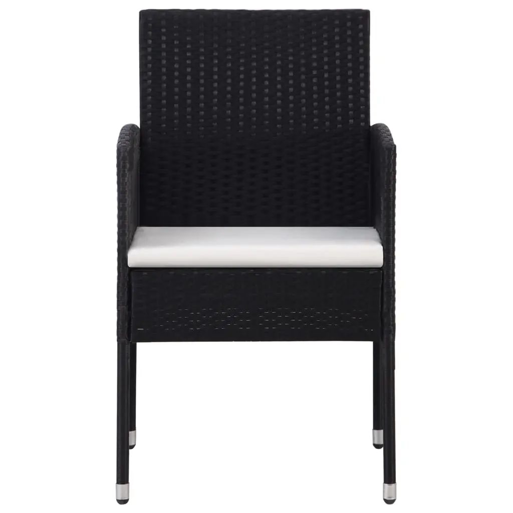 Outdoor Garden Chairs Set 4 Piece Patio Black Poly Rattan with Cream Cushions