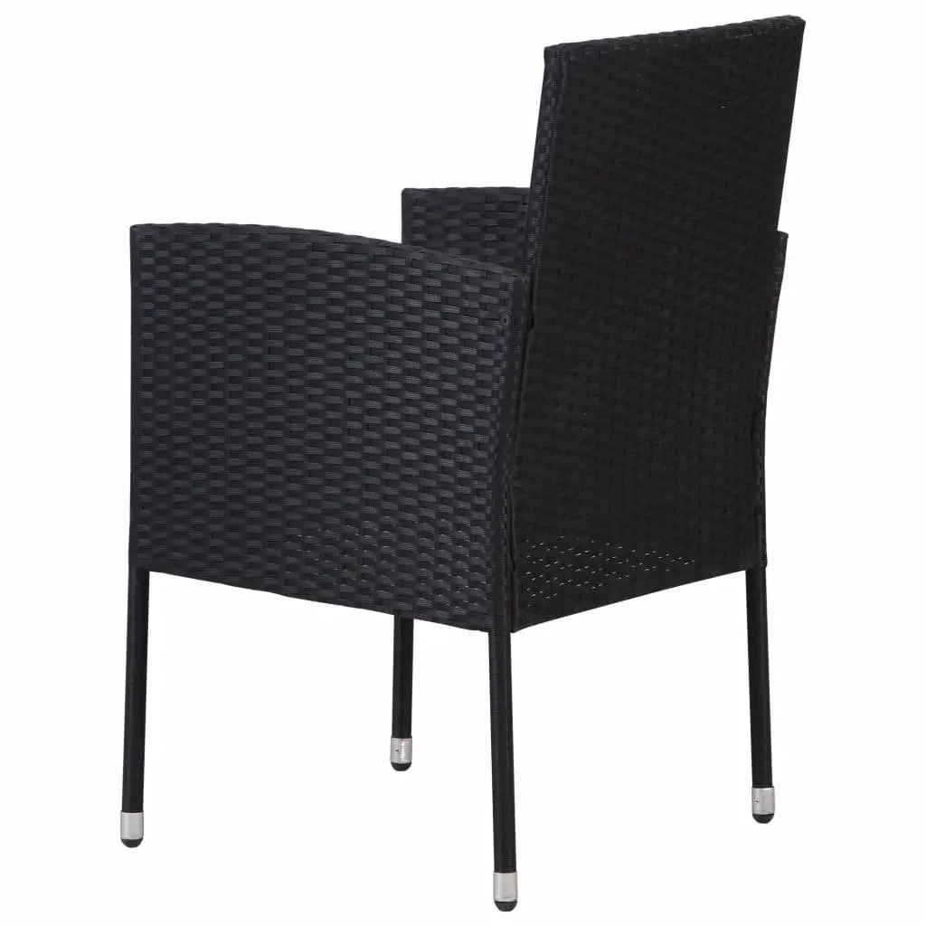 Outdoor Garden Chairs Set 4 Piece Patio Black Poly Rattan with Cream Cushions