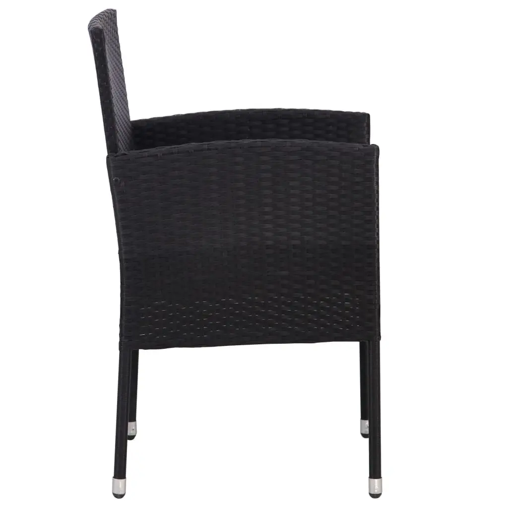 Outdoor Garden Chairs Set 4 Piece Patio Black Poly Rattan with Cream Cushions
