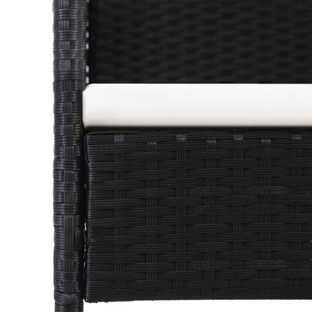 Outdoor Garden Chairs Set 4 Piece Patio Black Poly Rattan with Cream Cushions