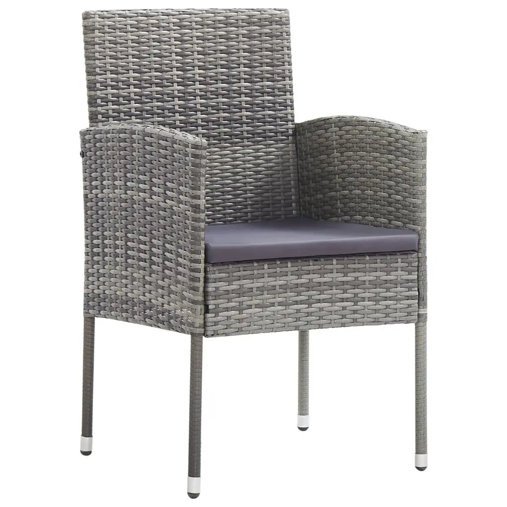 Outdoor Garden Chairs Set 4 pcs Grey Poly Rattan with Dark Grey Cushions