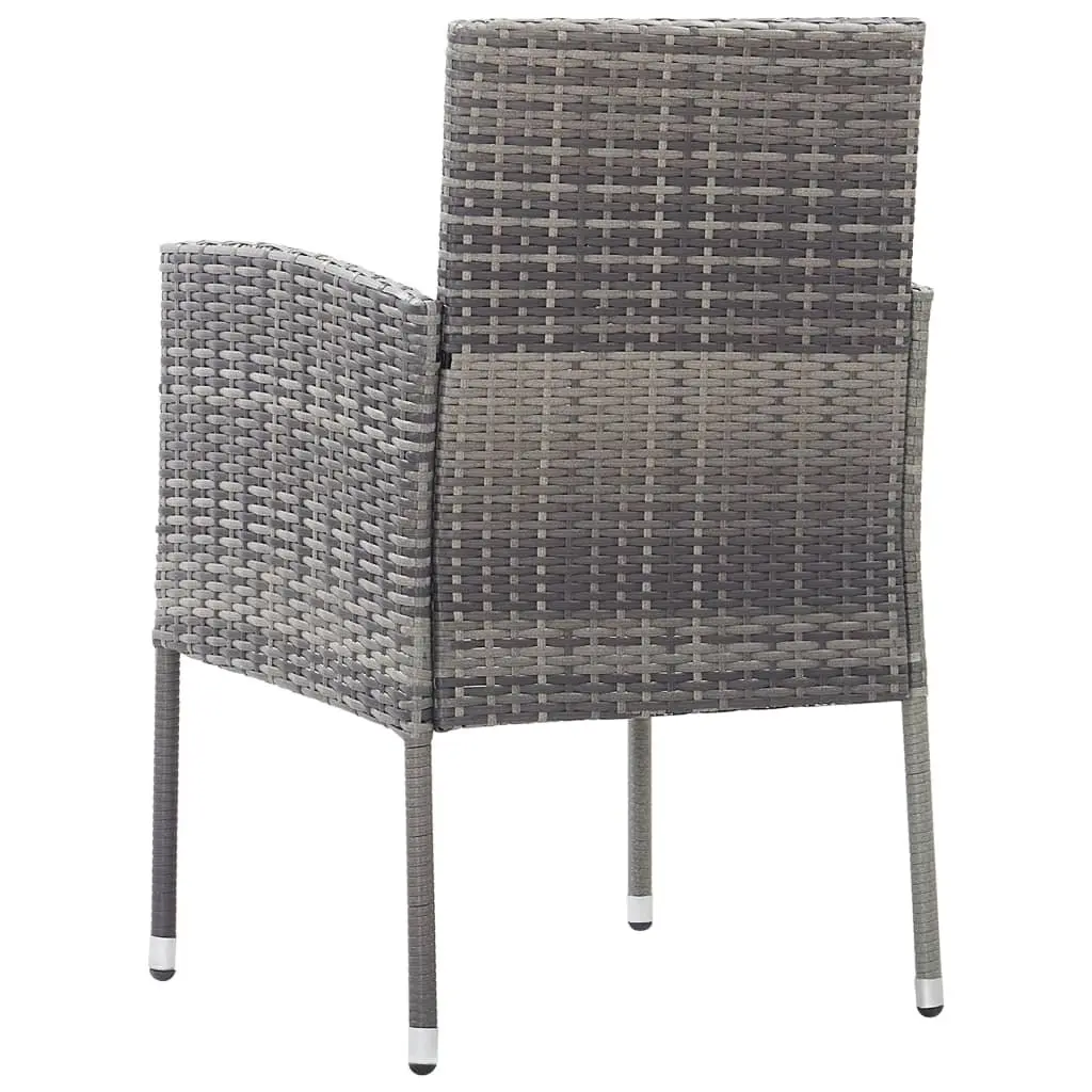 Outdoor Garden Chairs Set 4 pcs Grey Poly Rattan with Dark Grey Cushions