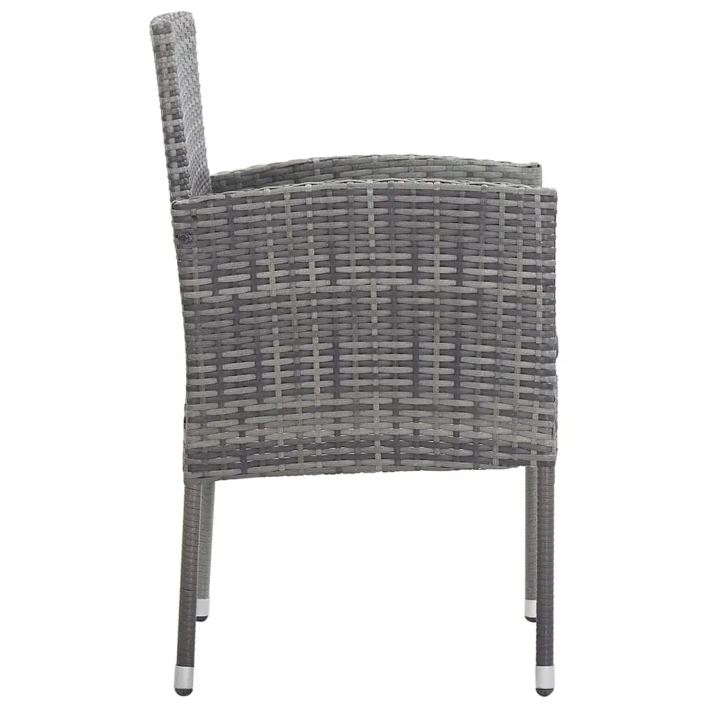 Outdoor Garden Chairs Set 4 pcs Grey Poly Rattan with Dark Grey Cushions