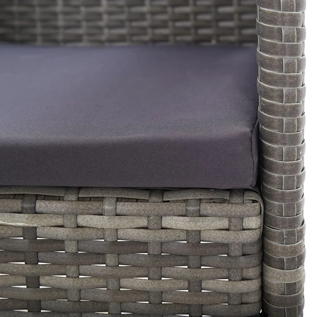 Outdoor Garden Chairs Set 4 pcs Grey Poly Rattan with Dark Grey Cushions