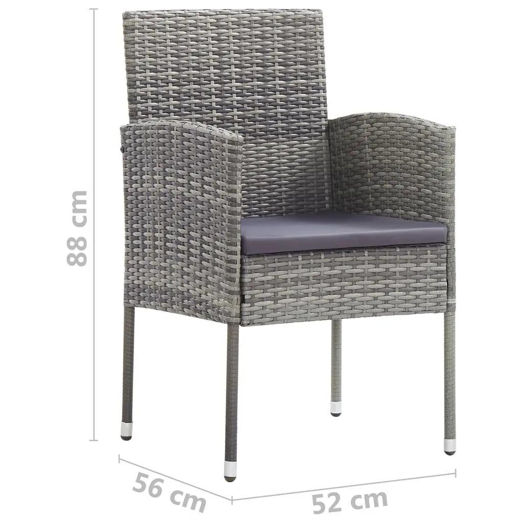 Outdoor Garden Chairs Set 4 pcs Grey Poly Rattan with Dark Grey Cushions
