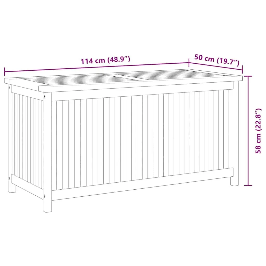 Garden Storage Box 114x50x58 cm Solid Teak Wood Outdoor Deck Chest