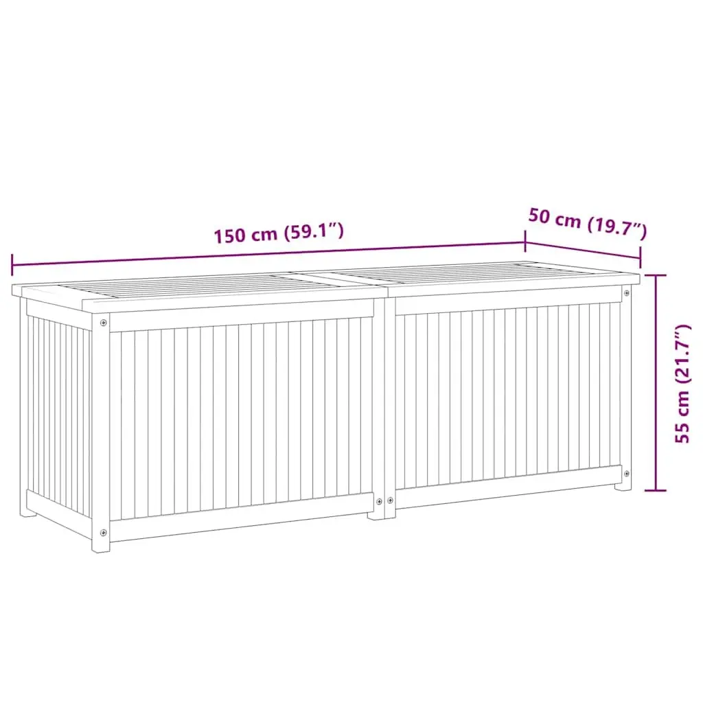 Garden Storage Box Outdoor 150x50x55 cm Solid Wood Teak Brown