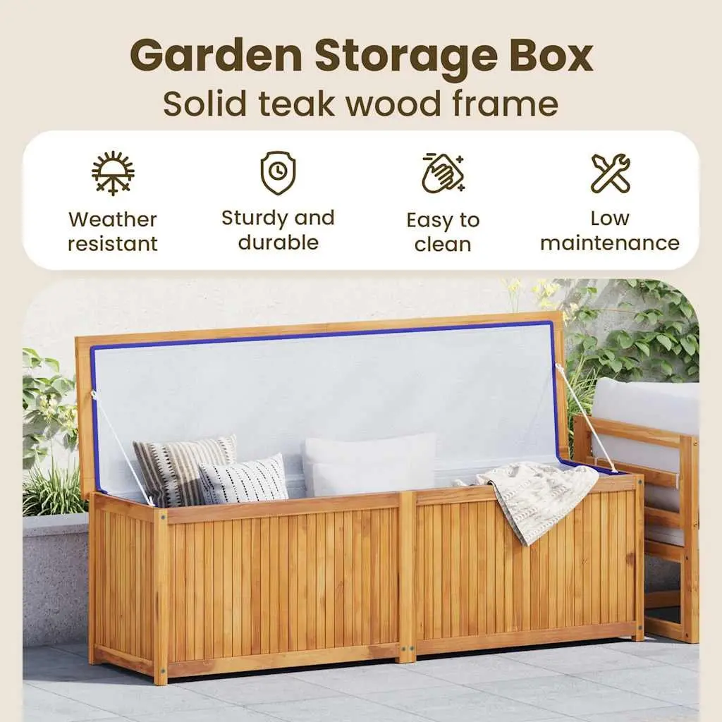 Garden Storage Box 175x50x55 cm Outdoor Chest with Lid Teak Wood Brown