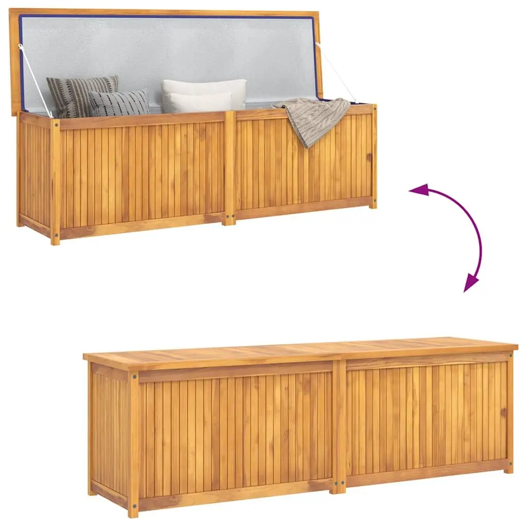 Garden Storage Box 175x50x55 cm Outdoor Chest with Lid Teak Wood Brown