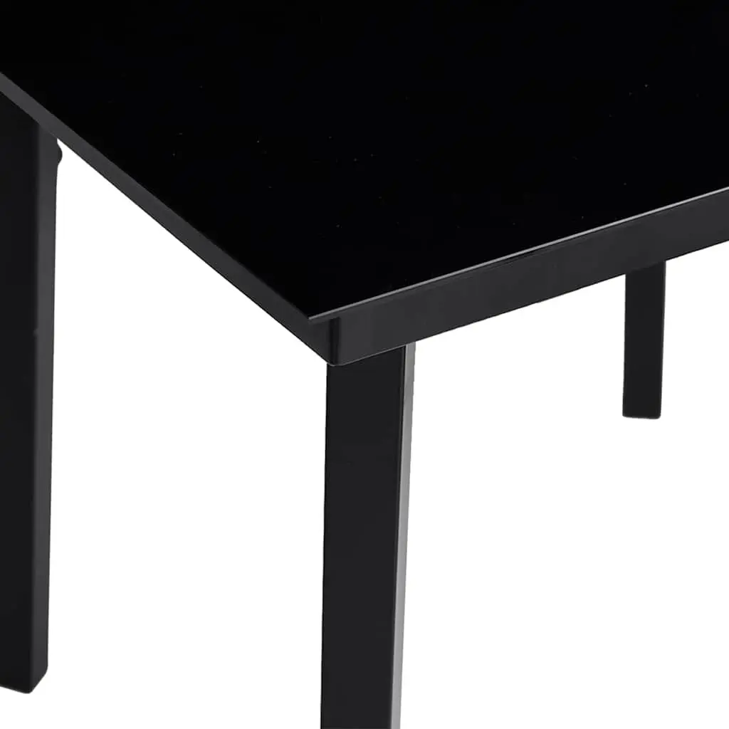 Garden Dining Table Black 80x80x74 cm Outdoor Patio Steel Frame Glass Top