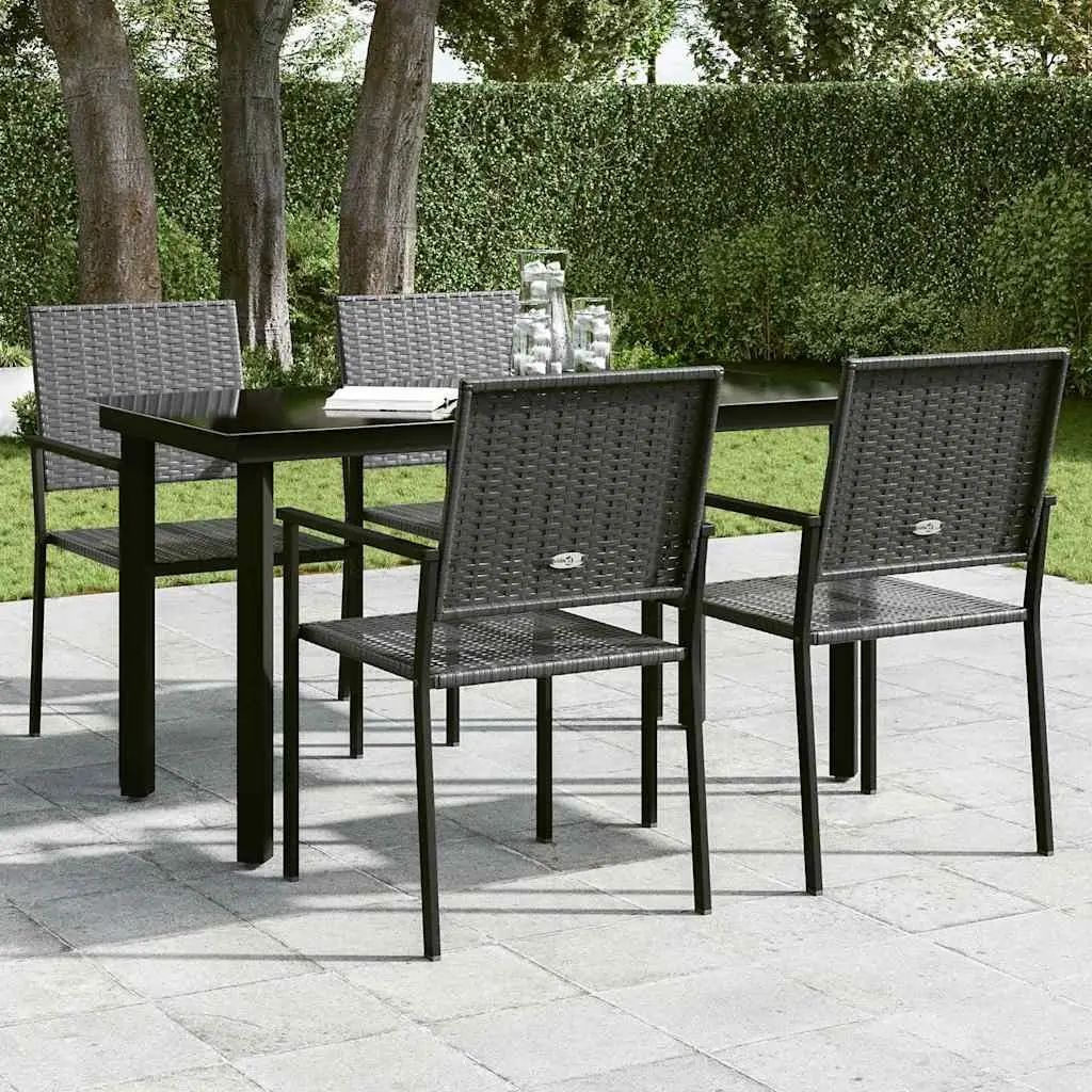 Black Steel Frame Glass Dining Table 140x70cm
