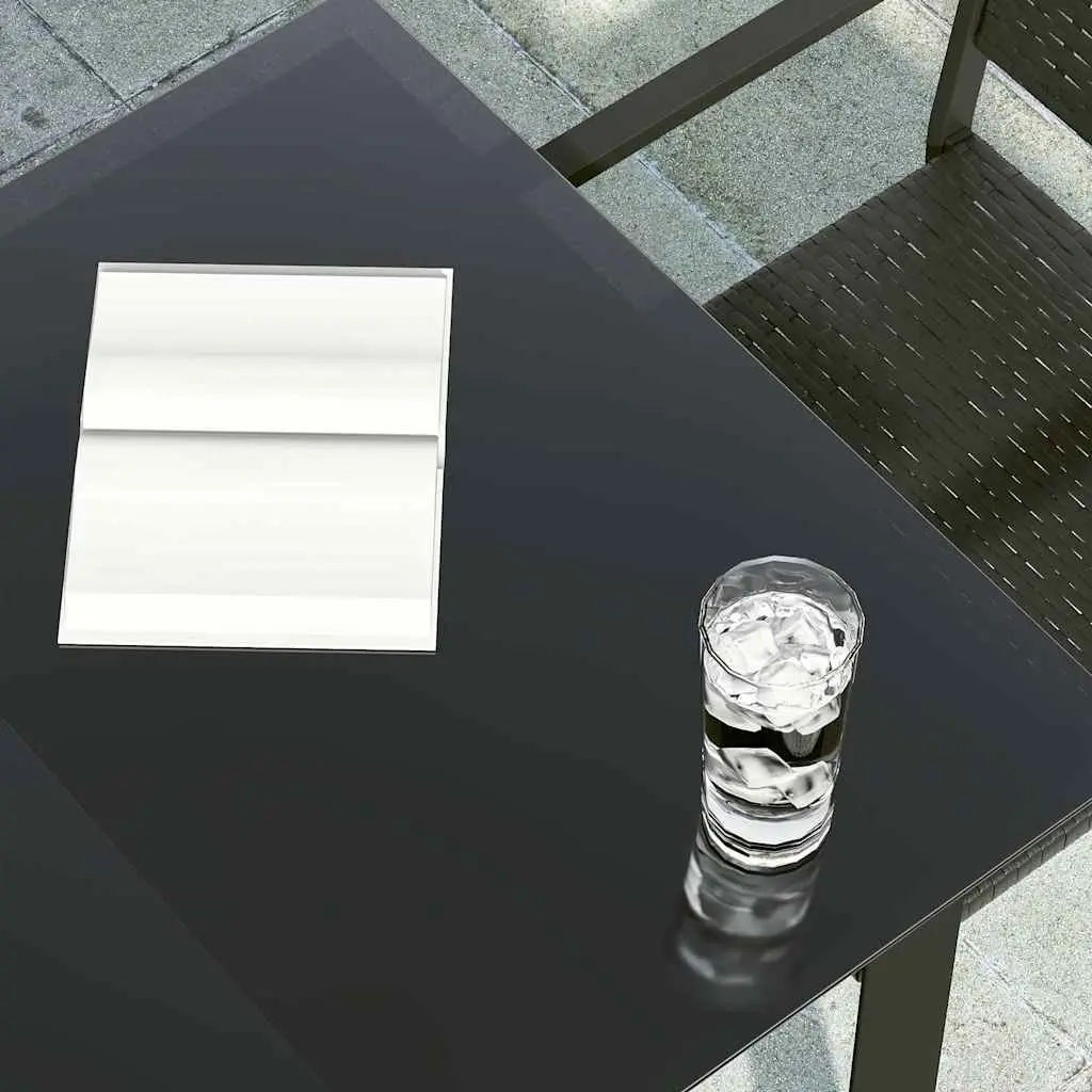 Black Steel Frame Glass Dining Table 140x70cm