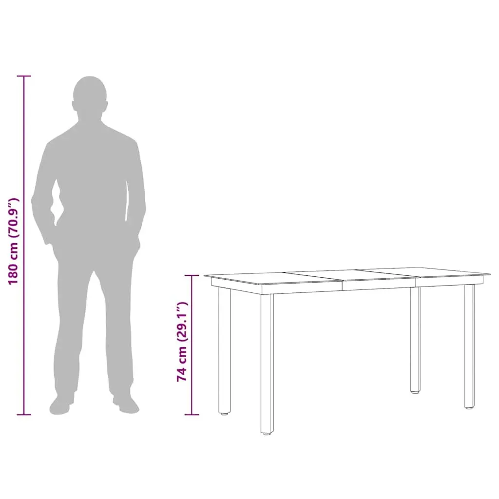 Black Steel Frame Glass Dining Table 140x70cm