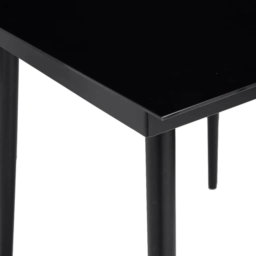 Garden Dining Table Black Outdoor Furniture Steel Frame Glass Top Patio Balcony