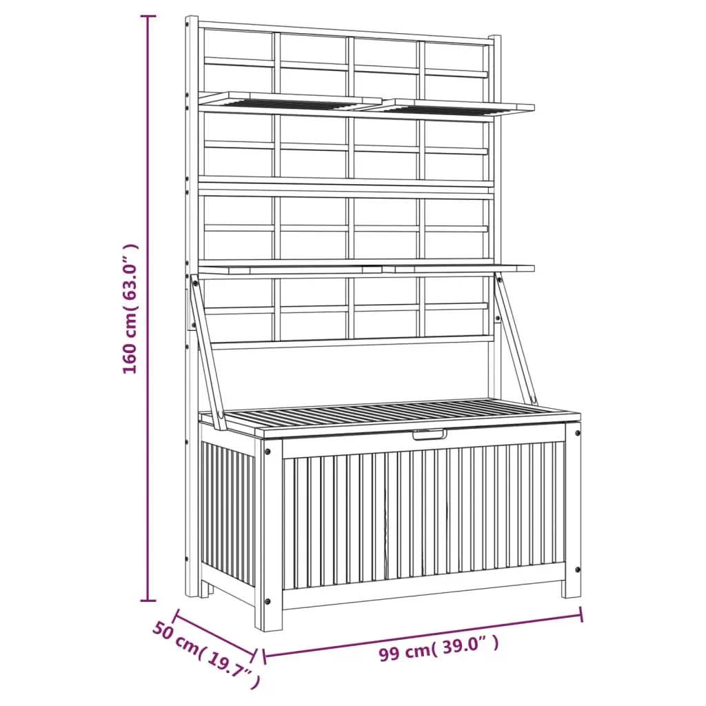 Outdoor Storage Box with Trellis, Grey