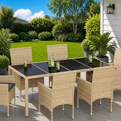 Rectangular Tempered Glass Table Top Set - 4 Pieces, Black