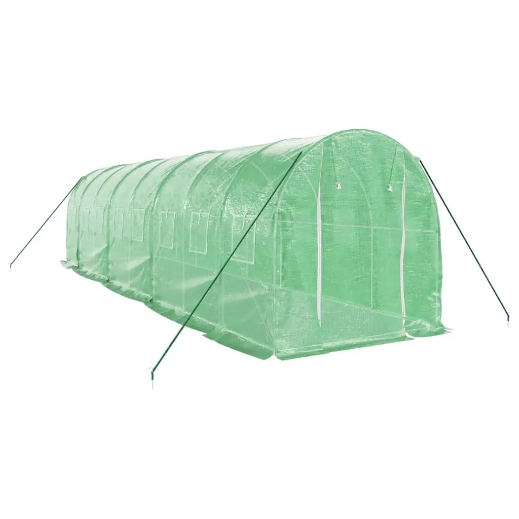 Greenhouse for Garden 16m² Steel Frame Green PE Cover 8x2x2m