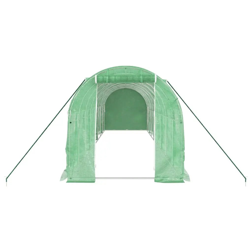 Greenhouse for Garden 16m² Steel Frame Green PE Cover 8x2x2m