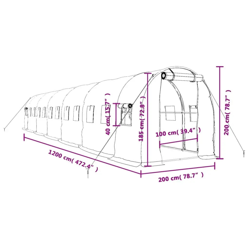 24 m² Greenhouse with Steel Frame