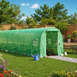 Greenhouse Specifications: 32m² Steel Frame Green 16x2x2m