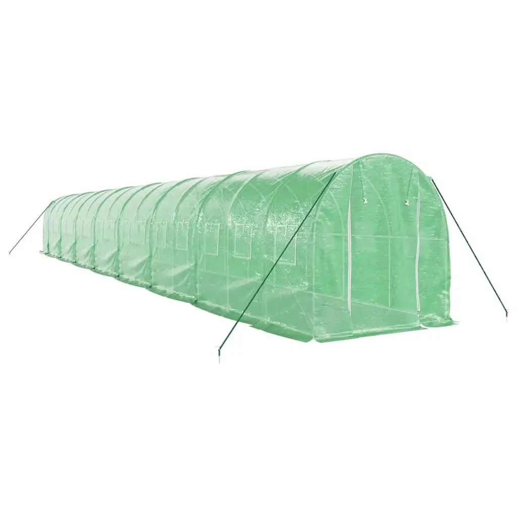 Greenhouse 32m² Steel Frame Green 16x2x2m Garden Plant House UV Resistant PE