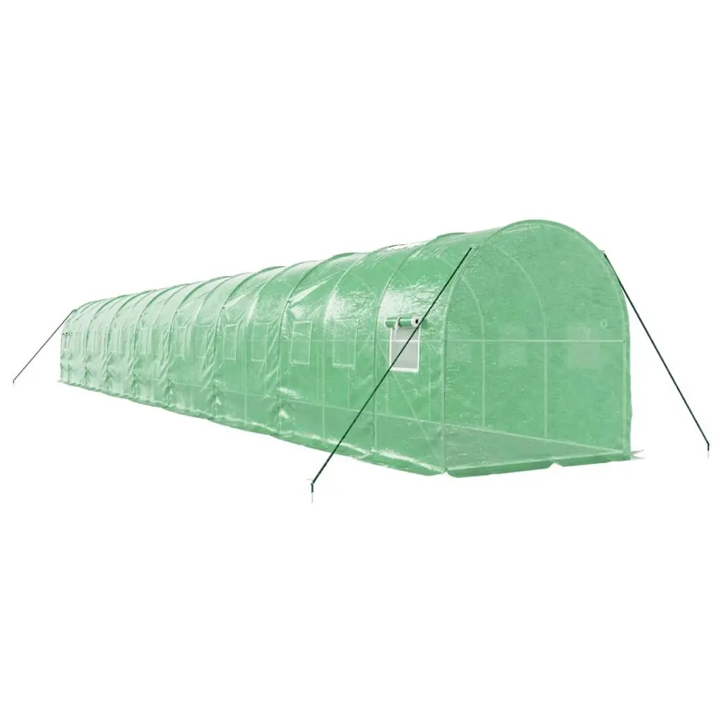 Greenhouse 32m² Steel Frame Green 16x2x2m Garden Plant House UV Resistant PE