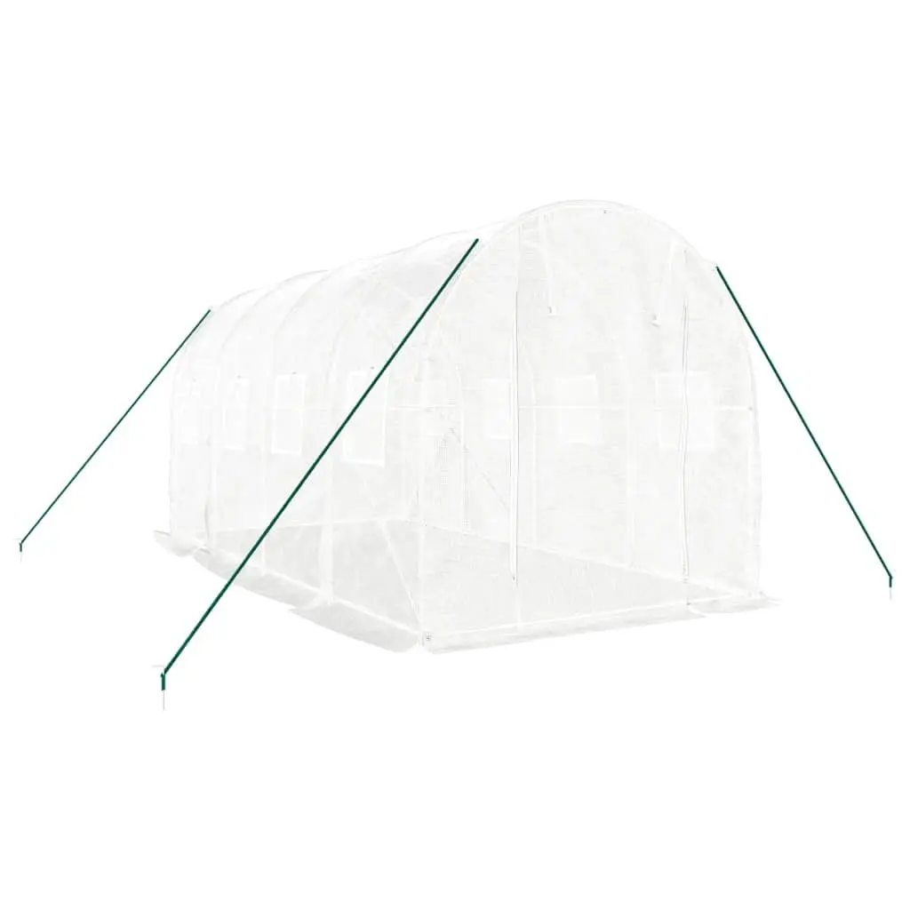 Greenhouse 8m² Steel Frame White 4x2x2 m Garden Plant House Roll-Up Door