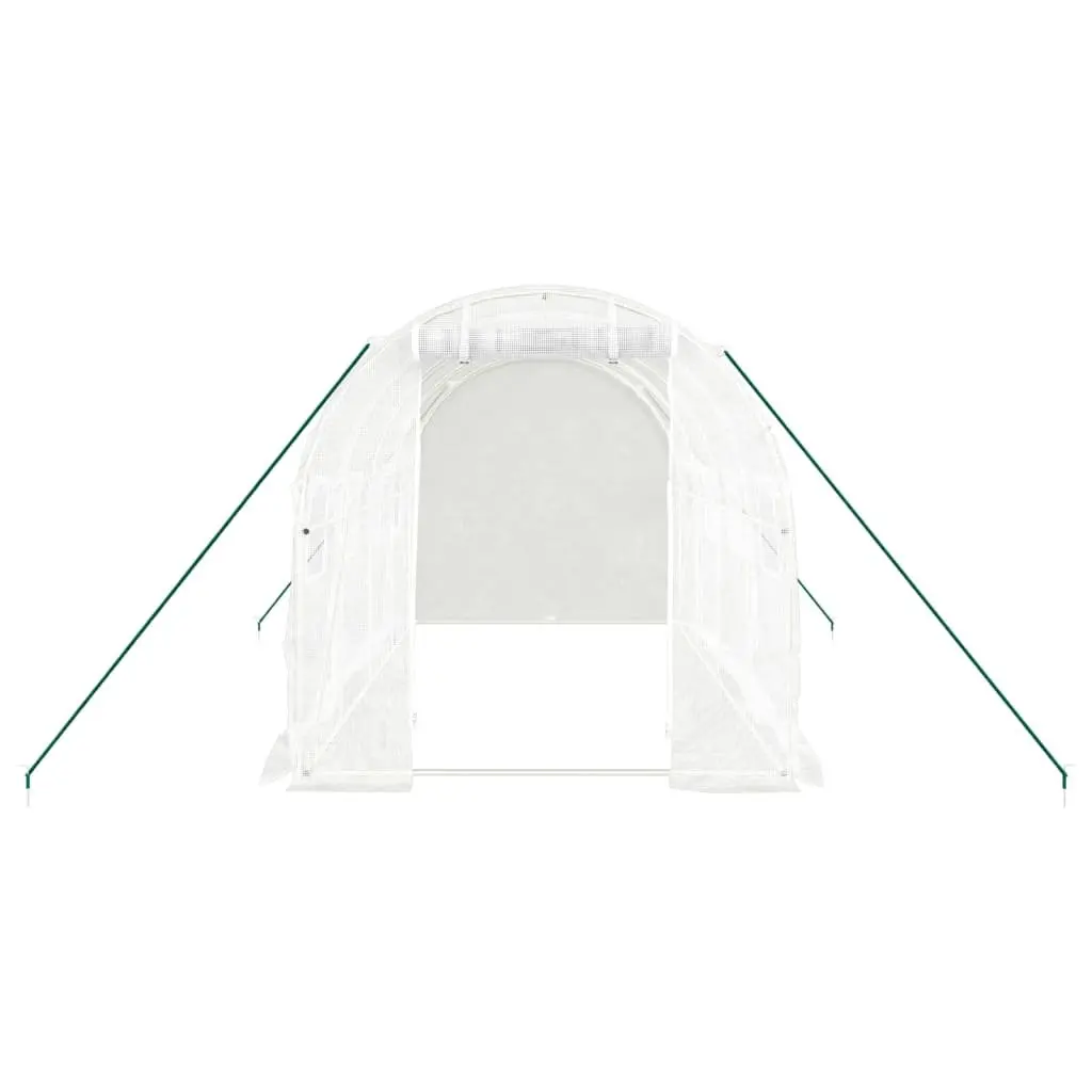 Greenhouse 8m² Steel Frame White 4x2x2 m Garden Plant House Roll-Up Door
