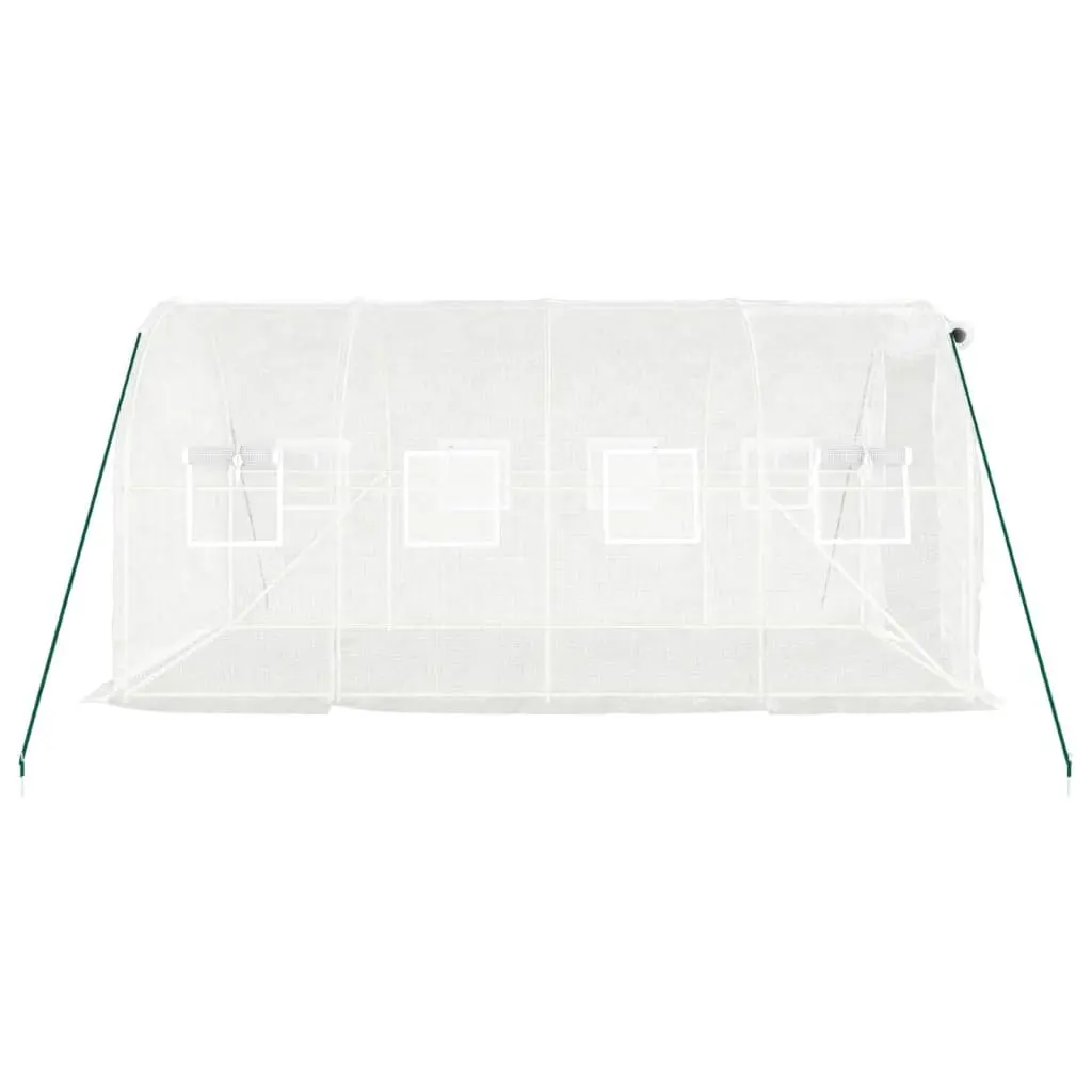 Greenhouse 8m² Steel Frame White 4x2x2 m Garden Plant House Roll-Up Door