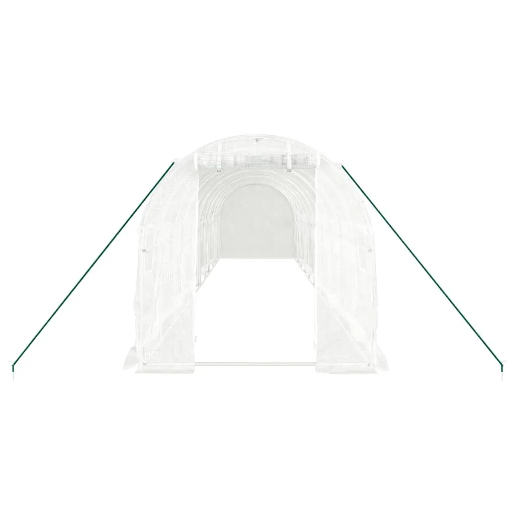 Greenhouse for Garden 10x2x2 m White 20 m² Steel Frame Zippered Roll-Up Door Mesh
