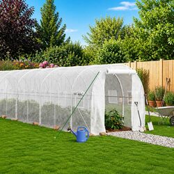 24 m² Greenhouse Specifications: Steel Frame, PE Cover
