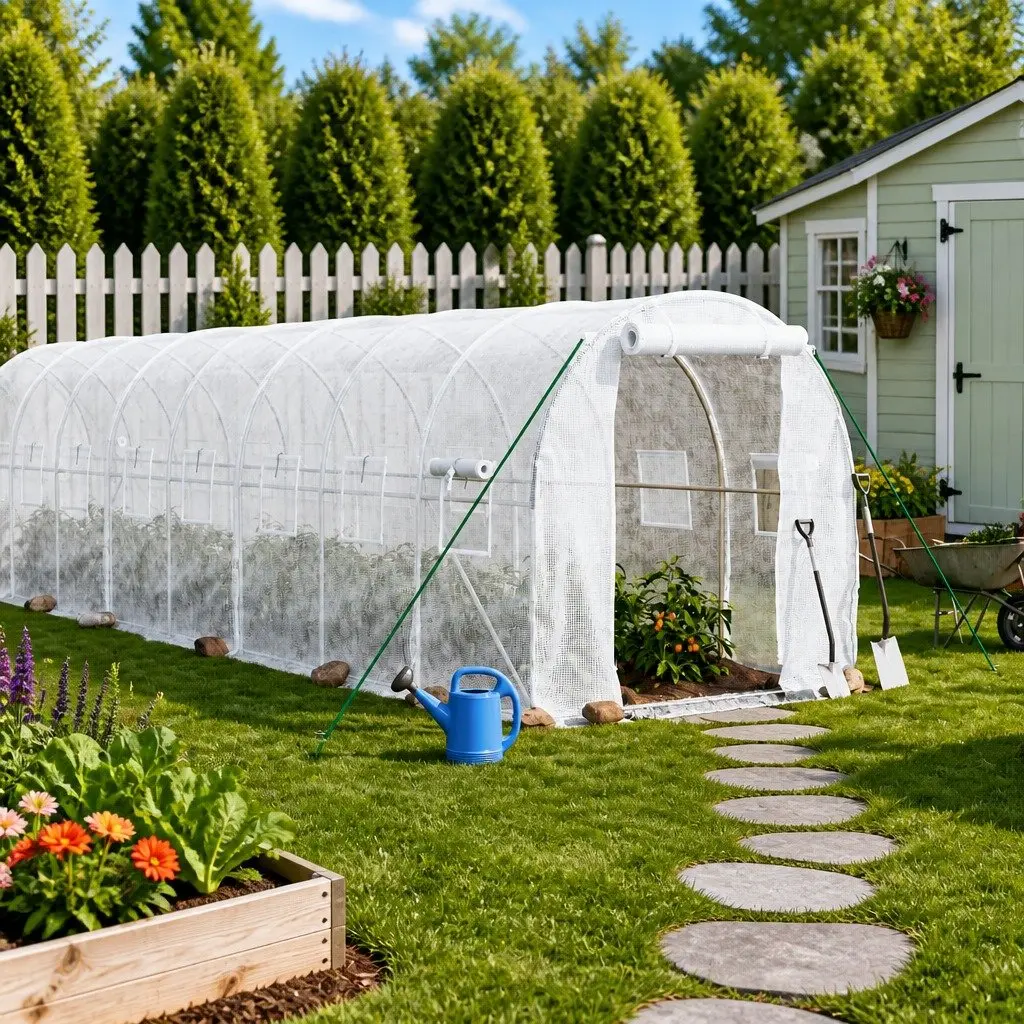 Greenhouse for Garden 24x2x2m Steel Frame White