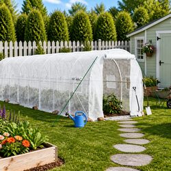 Specifications of 48m² White Garden Greenhouse with Steel Frame