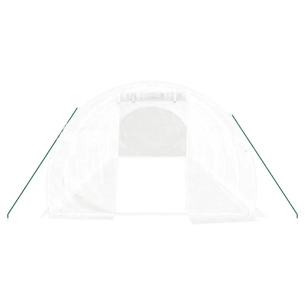 Greenhouse 24m² Steel Frame White 8x3x2m Garden Plant House with Roll-Up Door