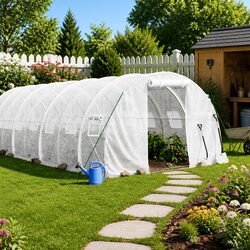 Specifications of 10x3x2m White Greenhouse with Steel Frame