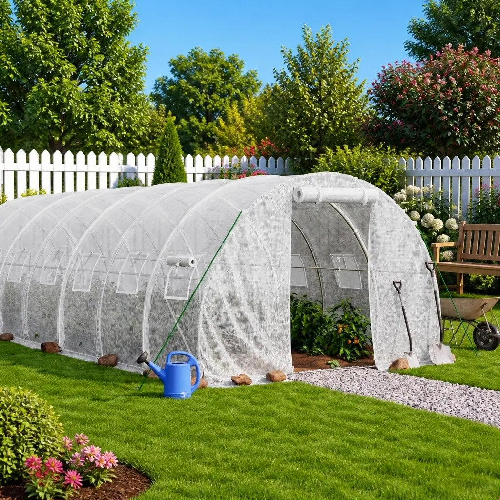 Greenhouse for Garden 14x3x2m Steel Frame PE Cover
